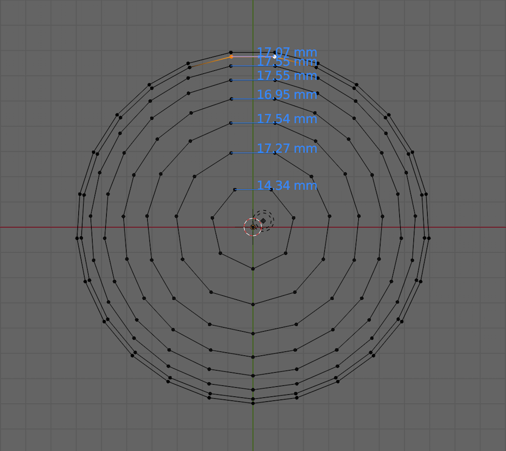 Blender circumference spacing