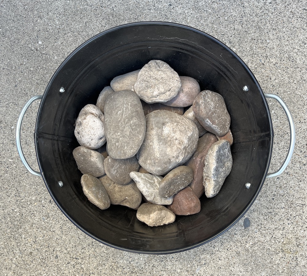 Rocks in flower pot